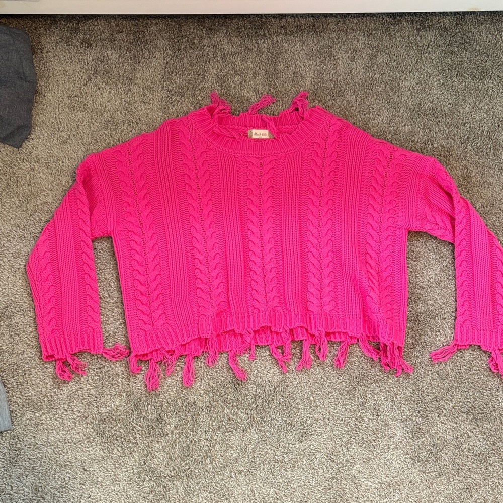 Altard State Pink Cable Knit Sweater- xs- hot pink